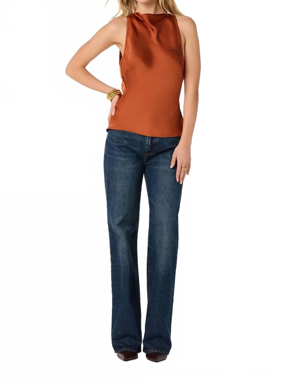 NEW ASTR shyann cowl neck halter top in rust